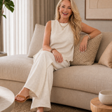 Normae | Textured Tie Back Top And Wide Leg Pants Set