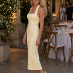 Senetta | Halter Neck Fitted Silhouette Midi Dress