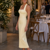 Senetta | Halter Neck Fitted Silhouette Midi Dress