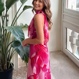 Tovamae | Watercolor Print Sleeveless Deep V Midi Dress
