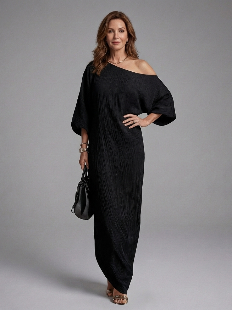 Pruwen | One Shoulder Draped Maxi Dress