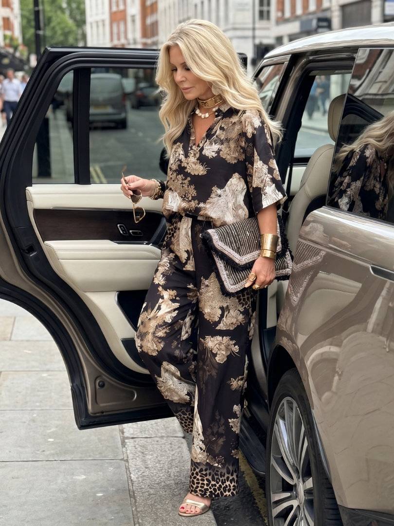 Miradra | Printed Wide Leg Wrap Top Set