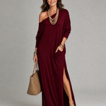 Mildra | One Shoulder Side Slit Flowing Midi Dress