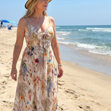 Orlawen | Spaghetti Strap Gathered Waist  Midi Dress