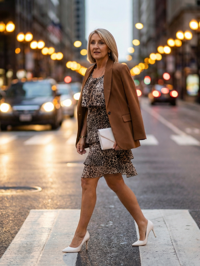 Esmendra | Animal Print Knee Length Dress