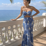 Nevina | Strapless Two Piece Printed Maxi Dress Set