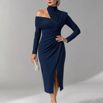 Vesrin | One Shoulder Draped Midi Dress