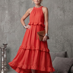 Vidassa | Tiered Ruffle Halter Maxi Dress