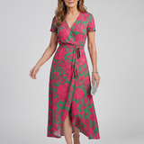 Romylora | Short Sleeve Floral Wrap Midi Dress