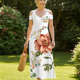 Brithea | Floral Off-Shoulder A-Line Midi Dress