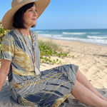 Maerose | Round Neck Plant Print Midi Dress