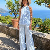 Merlette | Halter Neck Flowing Top And Pleated Wide Leg Pants Set