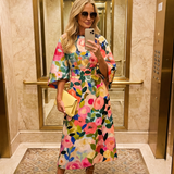 Callora | Wide Sleeve Floral Midi Dress