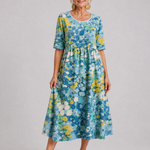 Dalnia | Printed Half Sleeve Midi Dress
