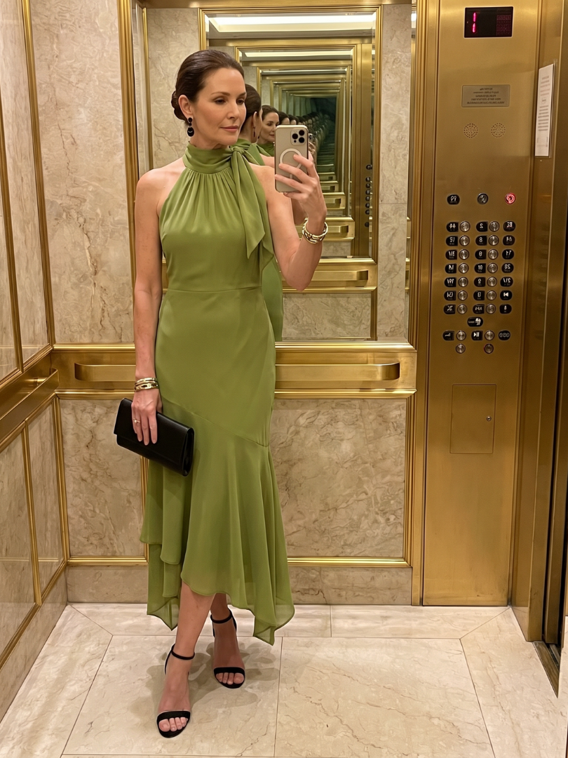 Valla | Draped Halter Keyhole Midi Dress