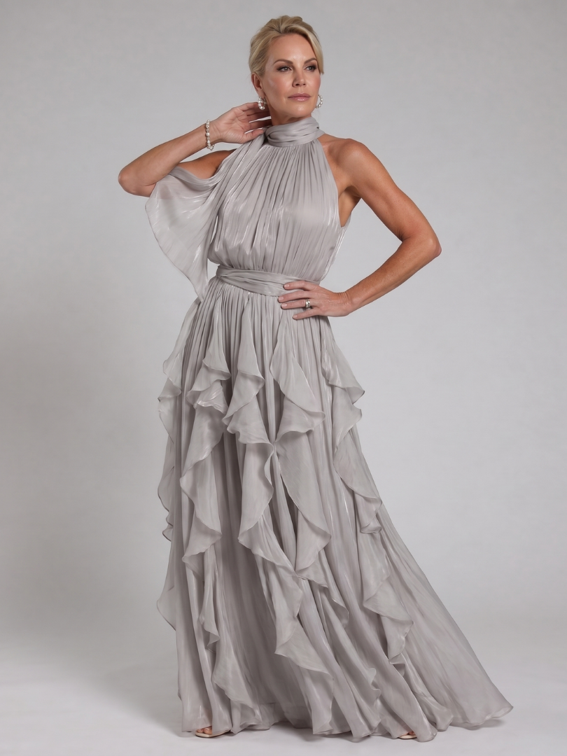 Tamsinmae | Halter Neck Ruffle Tiered Maxi Dress