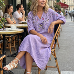 Maebeth | Floral Embroidered Oversized Pocket Midi Dress