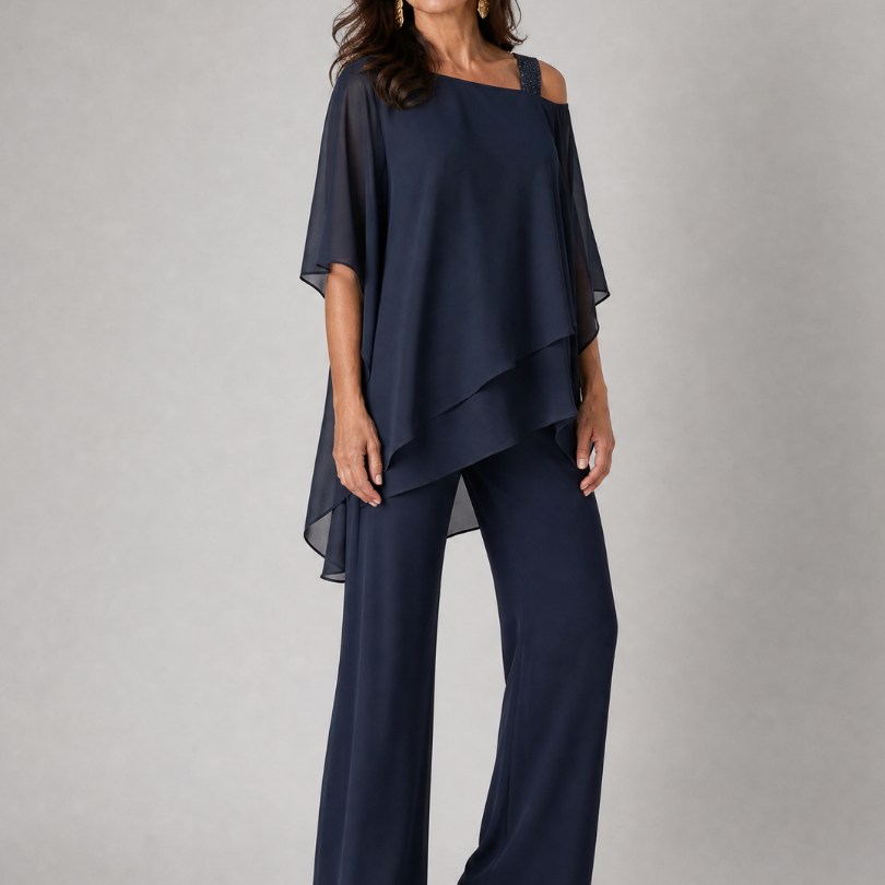 Taliadra | Layered Asymmetrical Two Piece Pant Set