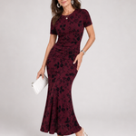 Callavia | Short Sleeve Crew Neck Midi Dress