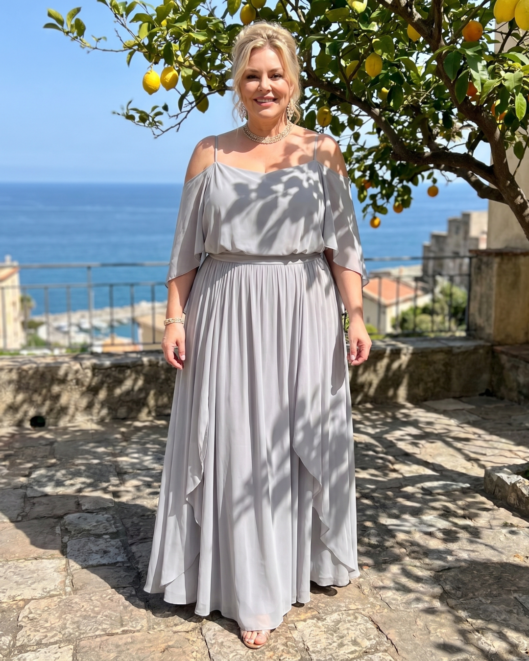 Vesbelle | Cold Shoulder Top And Flowing Maxi Skirt Set