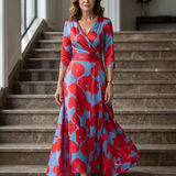 Liasette | Cross Wrap Neck Midi Dress