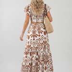Hilalora | Short Flutter Sleeve Flared Skirt Midi Dress