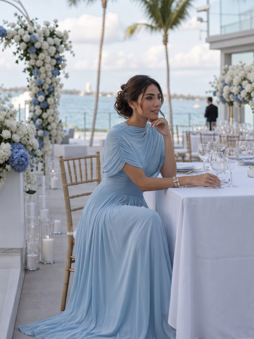 Larnia | One Shoulder Draped Bodice Maxi Dress
