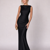Talette | Sleeveless Boat Neck Fitted Maxi Dress