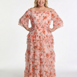 Kalsette | Off Shoulder Floral Ruffle Tiered Maxi Dress