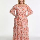 Kalsette | Off Shoulder Floral Ruffle Tiered Maxi Dress