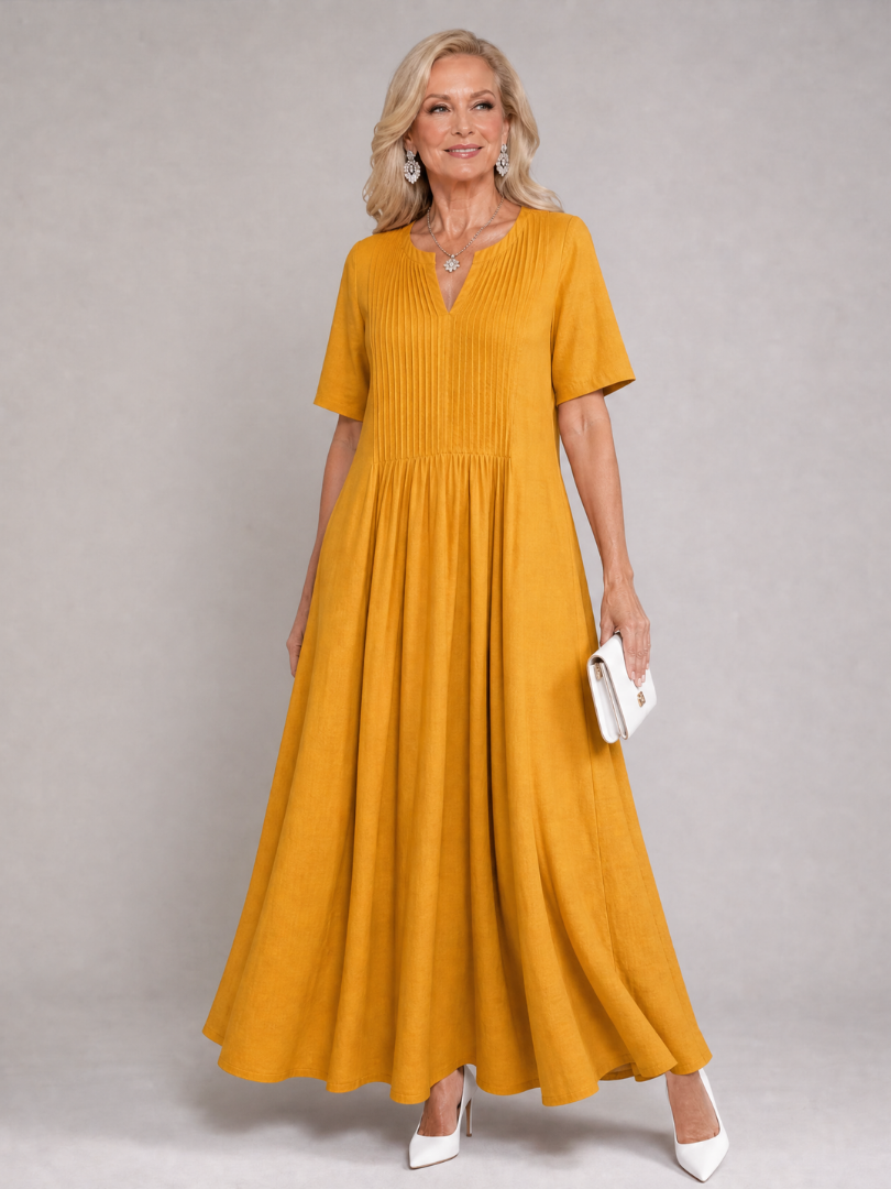 Casrina | Pleated V Neck Midi Dress