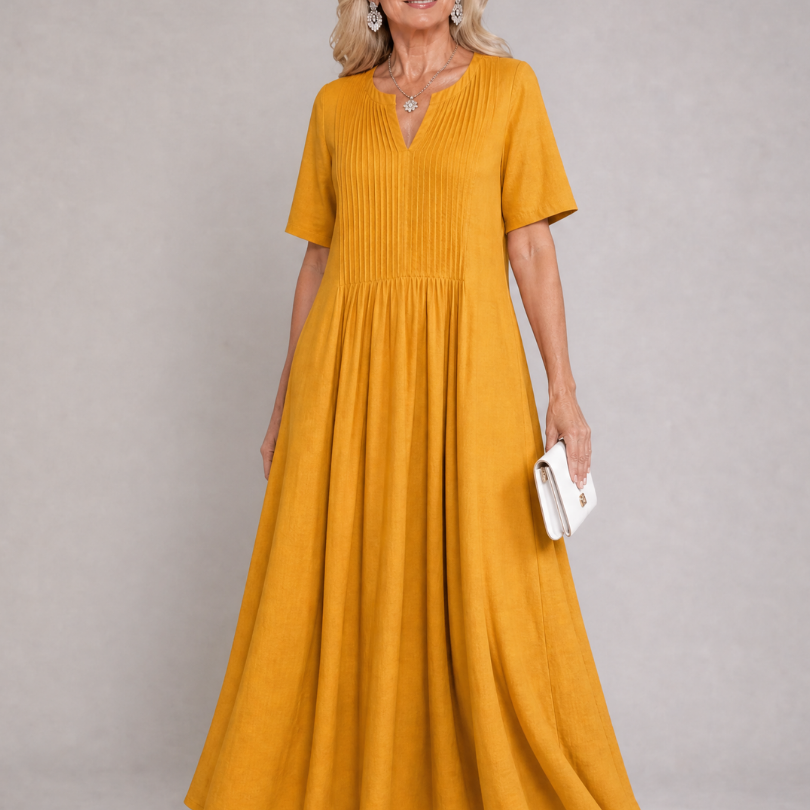 Casrina | Pleated V Neck Midi Dress