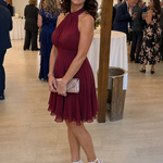 Roslia | Halter Neck Layered Hem Knee Length Dress