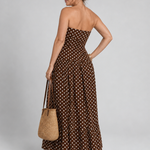 Romisette | Strapless Polka Dot Pattern Midi Dress