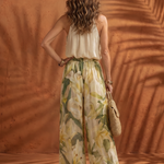Mirandra | Halter Neck Blouse Floral Wide Leg Set