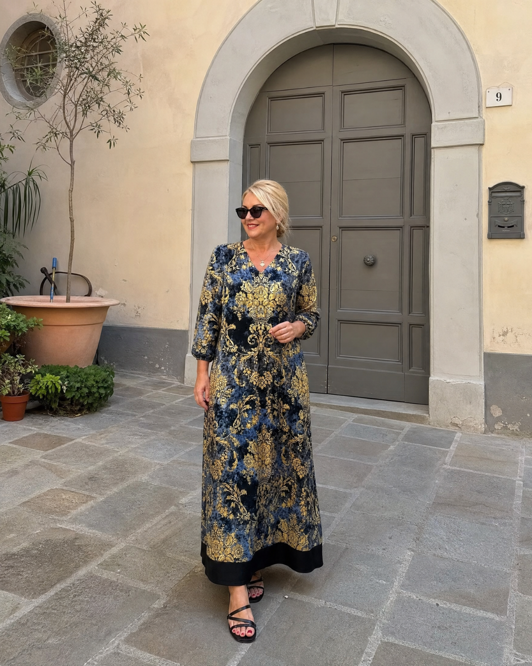 Tesrina | Ornate Floral Print Relaxed Midi Dress