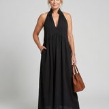 Elibelle | Halter Neck Relaxed Flowing Silhouette Midi Dress