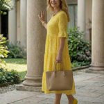 Thalwynne | Polka Dot Tiered Midi Dress Short Sleeve