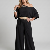 Rosetta | One Shoulder Wide Sleeve Top And Wide Leg Pants Set