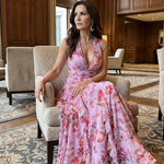 Liabeth | Halter Neck Ruched Bodice Floral Maxi Dress