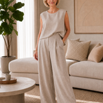 Rosrina | Sleeveless Relaxed Top And Wide Leg Pants Set