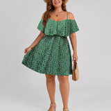 Lilana | Cold Shoulder Ruffle Overlay Knee Length Dress