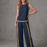 Julette | Sleeveless Top Wide Leg Contrast Pants Set