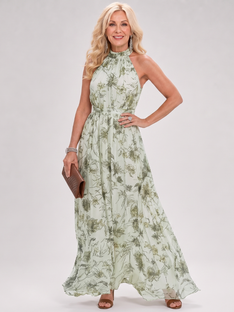 Solmae | Floral Print Flowing Skirt Midi Dress