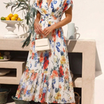 Elondra | Short Sleeve Pleated Floral Midi Dress