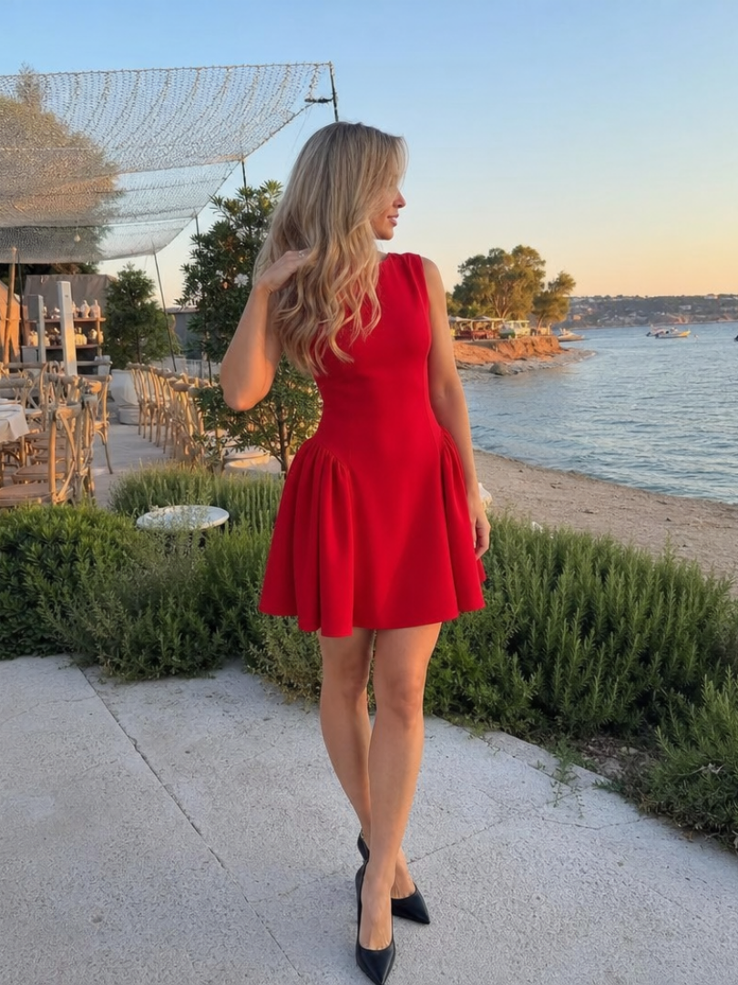 Milrose | Sleeveless Structured Flared Skirt Mini Dress
