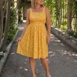 Nilasia | Square Neck Floral Print Knee Length Dress