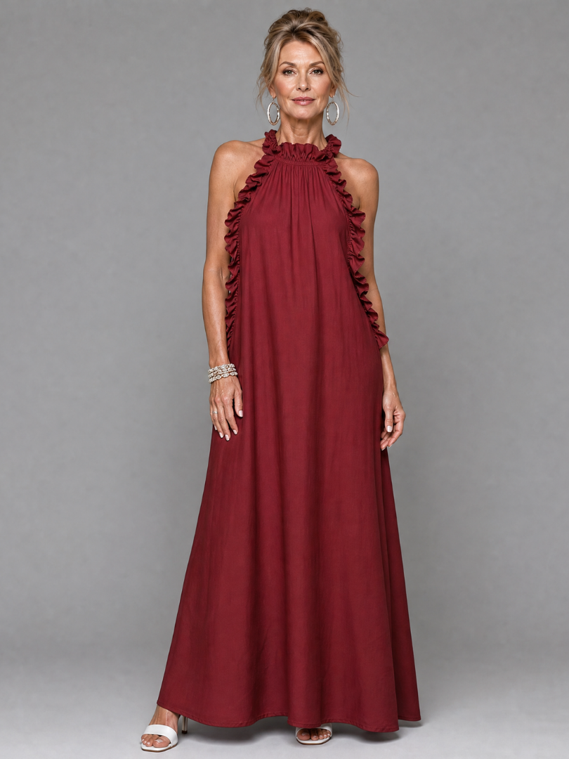 Giania | Sleeveless Ruffle Neck Maxi Dress