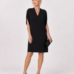 Verenabeth | V Neck Short Sleeve Knee Length Dress