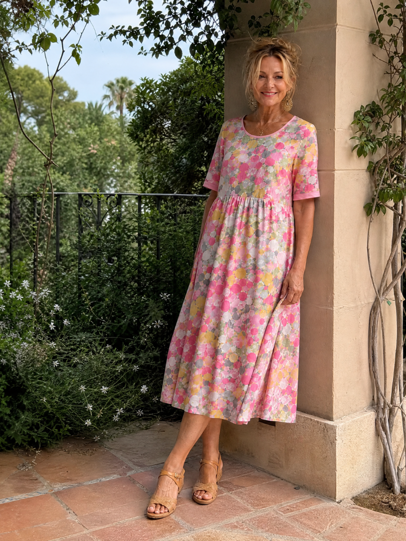 Dalnia | Printed Half Sleeve Midi Dress